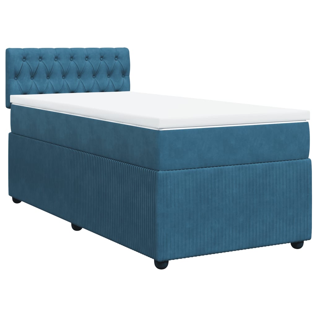 Cama boxspring com colchão 80x200 cm veludo azul