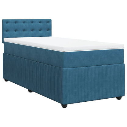 Cama boxspring com colchão 90x190 cm veludo azul