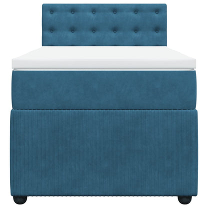 Cama boxspring com colchão 90x190 cm veludo azul