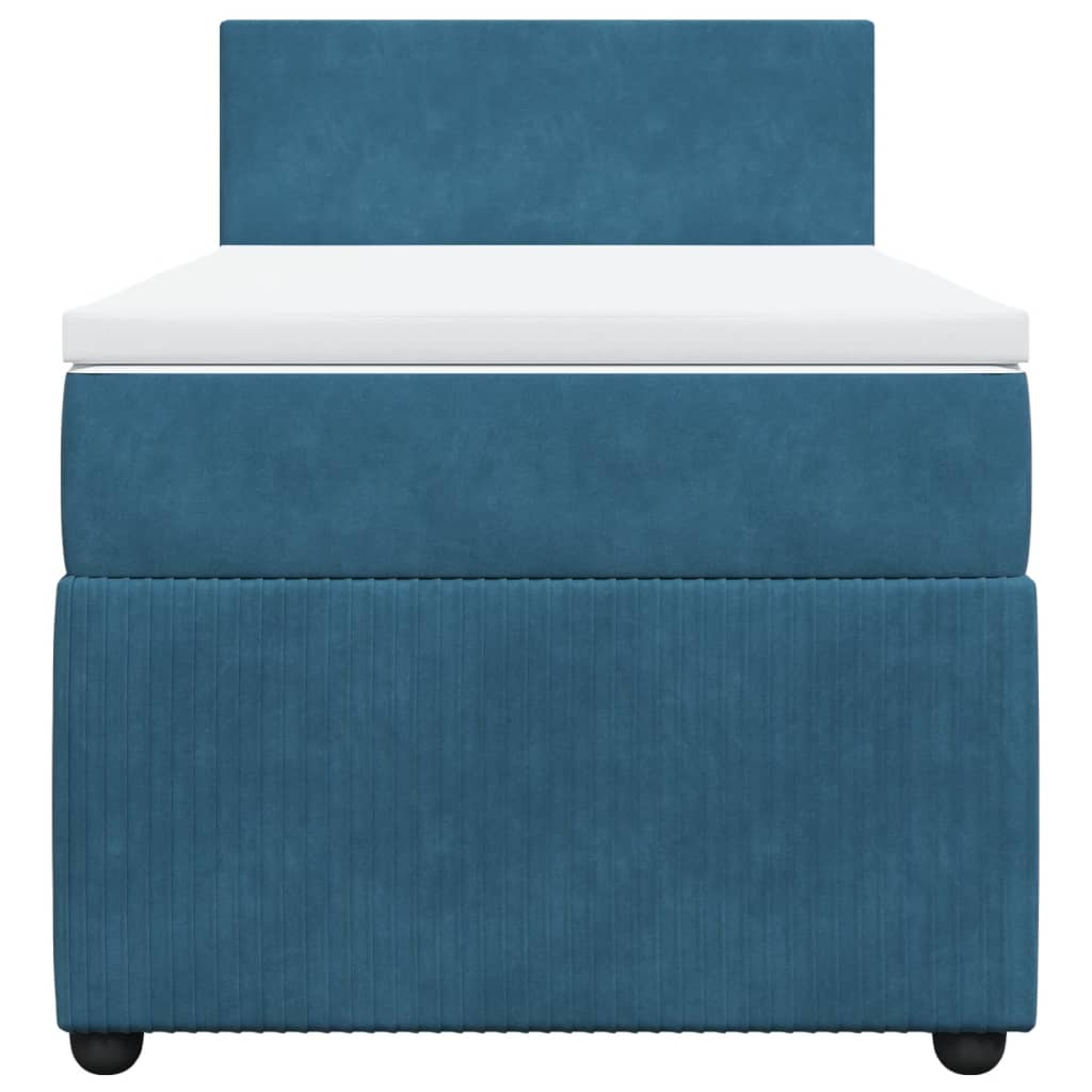 Cama boxspring com colchão 90x200 cm veludo azul