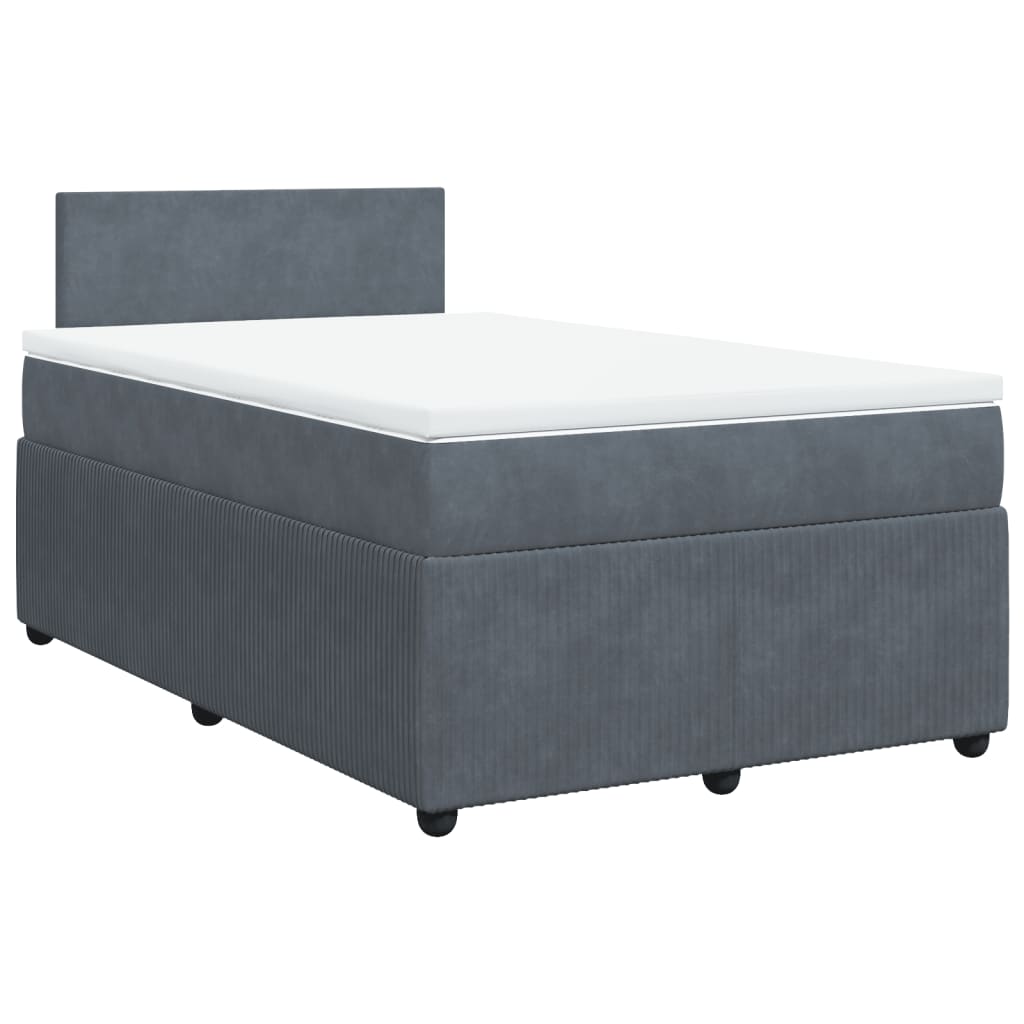 Cama boxspring com colchão 120x190 cm veludo cinzento-escuro