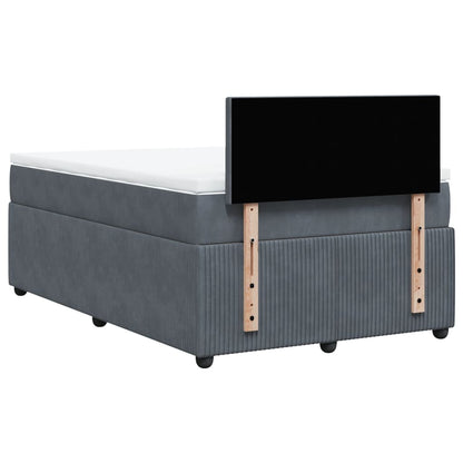 Cama boxspring com colchão 120x190 cm veludo cinzento-escuro