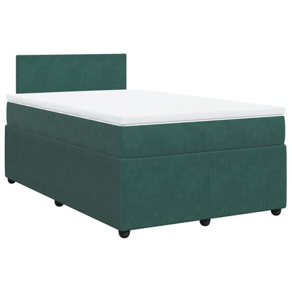 Cama boxspring com colchão 120x190 cm veludo verde-escuro