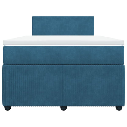 Cama boxspring com colchão 120x190 cm veludo azul