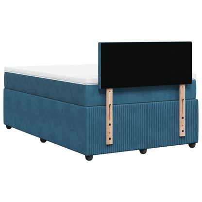 Cama boxspring com colchão 120x190 cm veludo azul