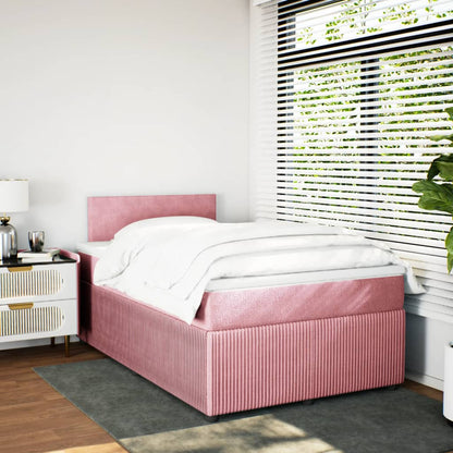 Cama boxspring com colchão 120x190 cm veludo rosa