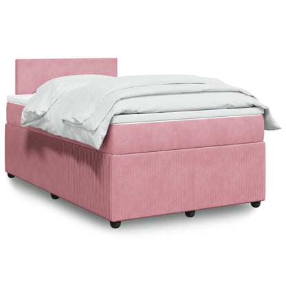 Cama boxspring com colchão 120x190 cm veludo rosa