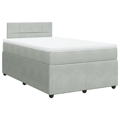 Cama boxspring com colchão 120x190 cm veludo cinzento-claro