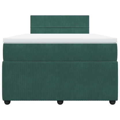 Cama boxspring com colchão 120x190 cm veludo verde-escuro