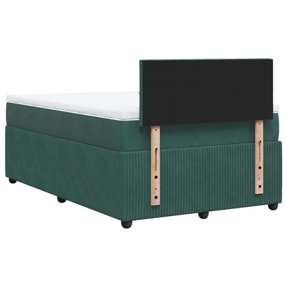 Cama boxspring com colchão 120x190 cm veludo verde-escuro