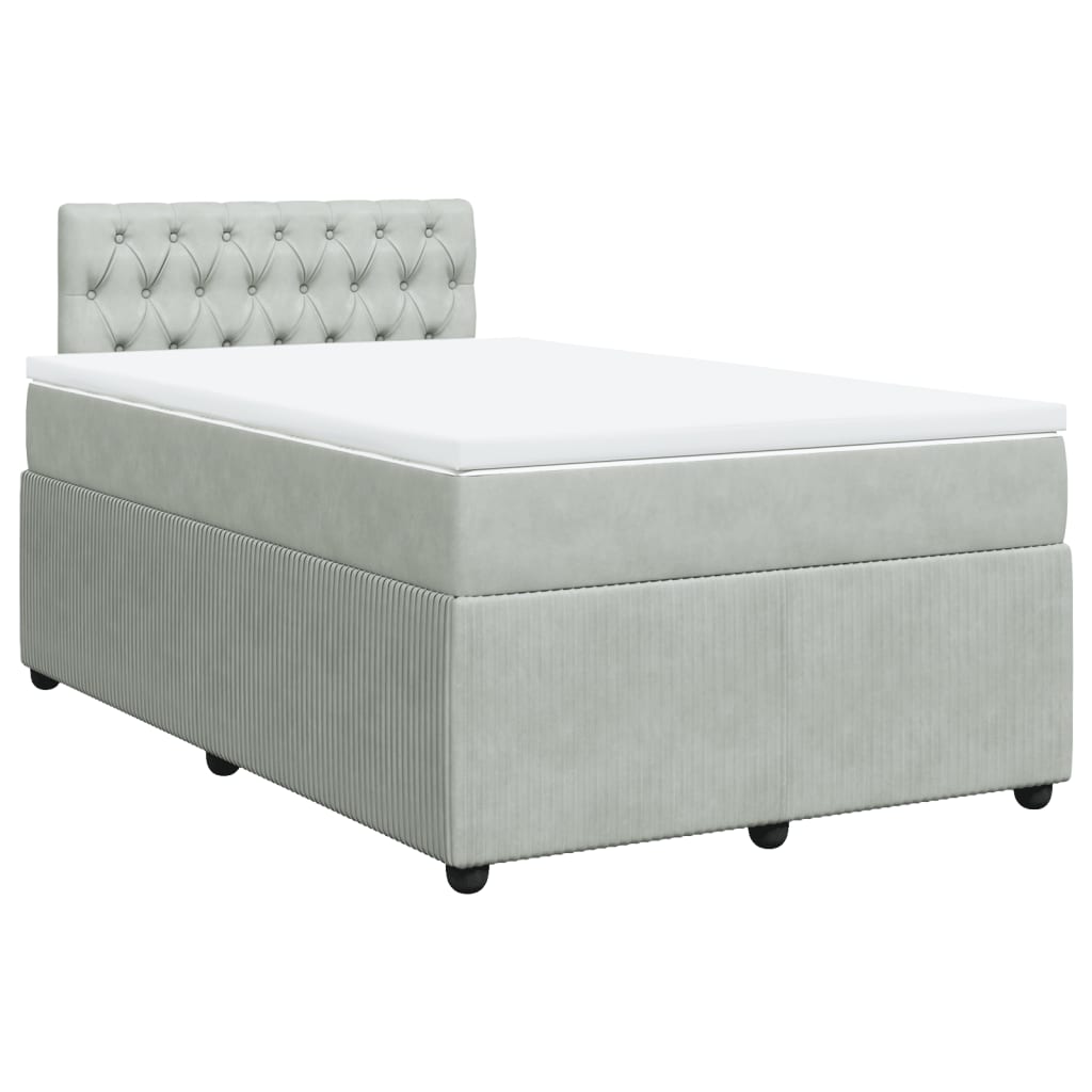 Cama boxspring com colchão 120x190 cm veludo cinzento-claro