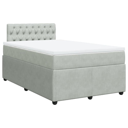 Cama boxspring com colchão 120x190 cm veludo cinzento-claro