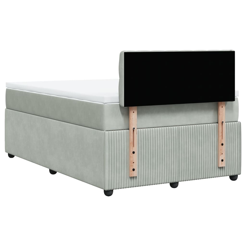 Cama boxspring com colchão 120x190 cm veludo cinzento-claro