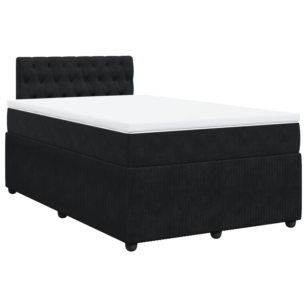 Cama boxspring com colchão 120x190 cm veludo preto