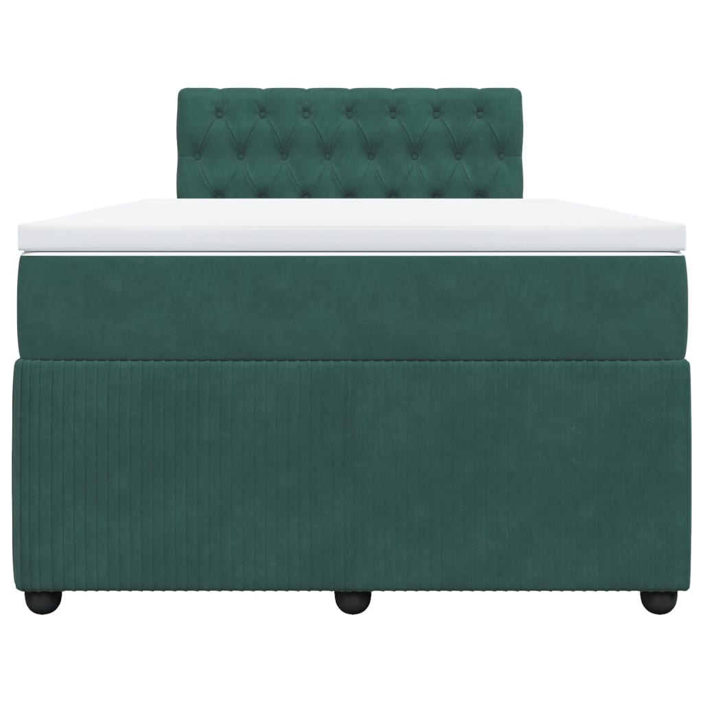 Cama boxspring com colchão 120x190 cm veludo verde-escuro