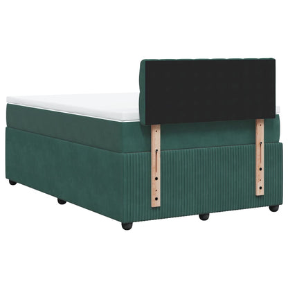 Cama boxspring com colchão 120x190 cm veludo verde-escuro