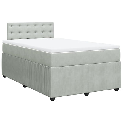 Cama boxspring com colchão 120x190 cm veludo cinzento-claro