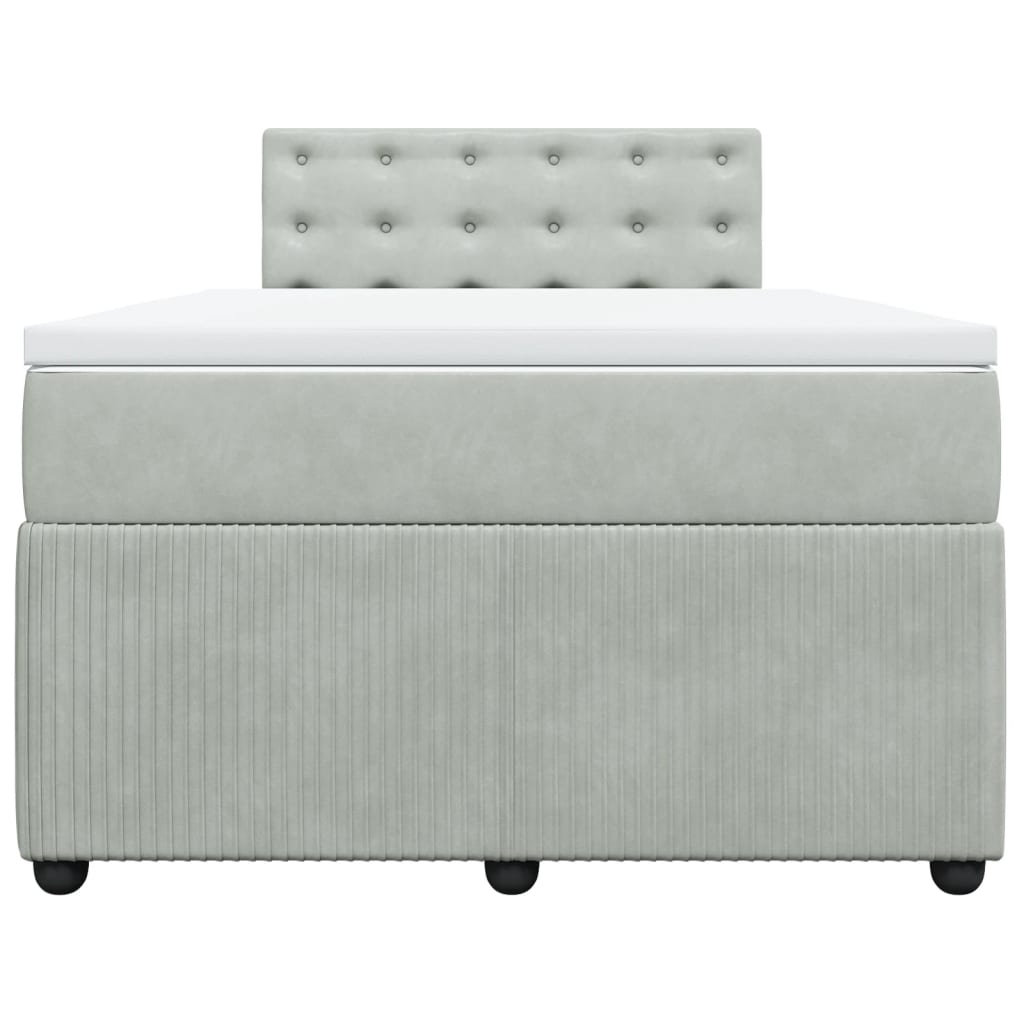 Cama boxspring com colchão 120x190 cm veludo cinzento-claro