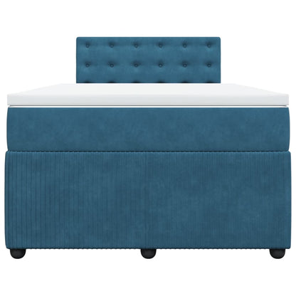 Cama boxspring com colchão 120x190 cm veludo azul