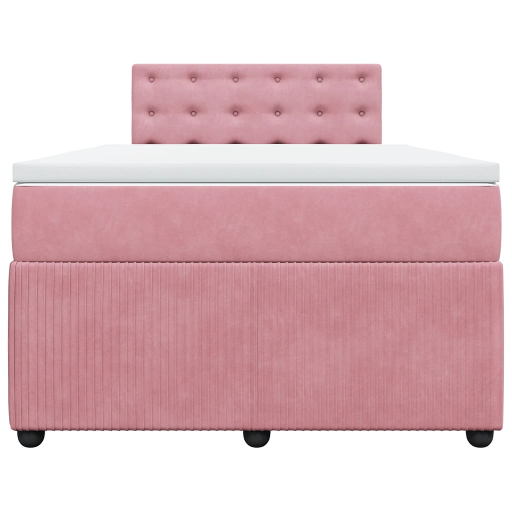 Cama boxspring com colchão 120x190 cm veludo rosa