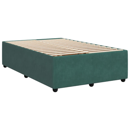 Cama boxspring com colchão 120x200 cm veludo verde-escuro