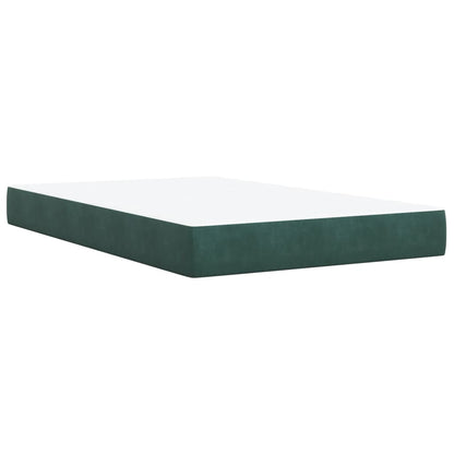 Cama boxspring com colchão 120x200 cm veludo verde-escuro