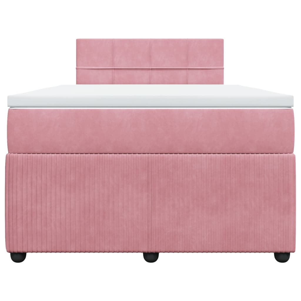 Cama boxspring com colchão 120x200 cm veludo rosa