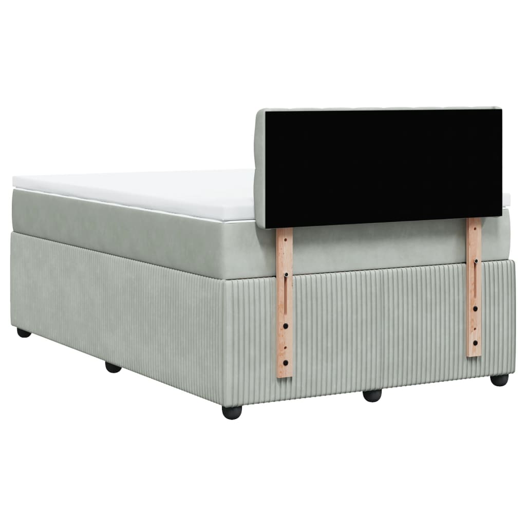 Cama boxspring c/ colchão 120x200 cm veludo cinzento-claro