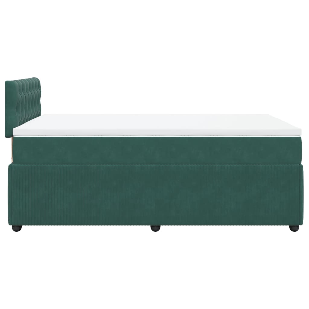 Cama boxspring com colchão 120x200 cm veludo verde-escuro