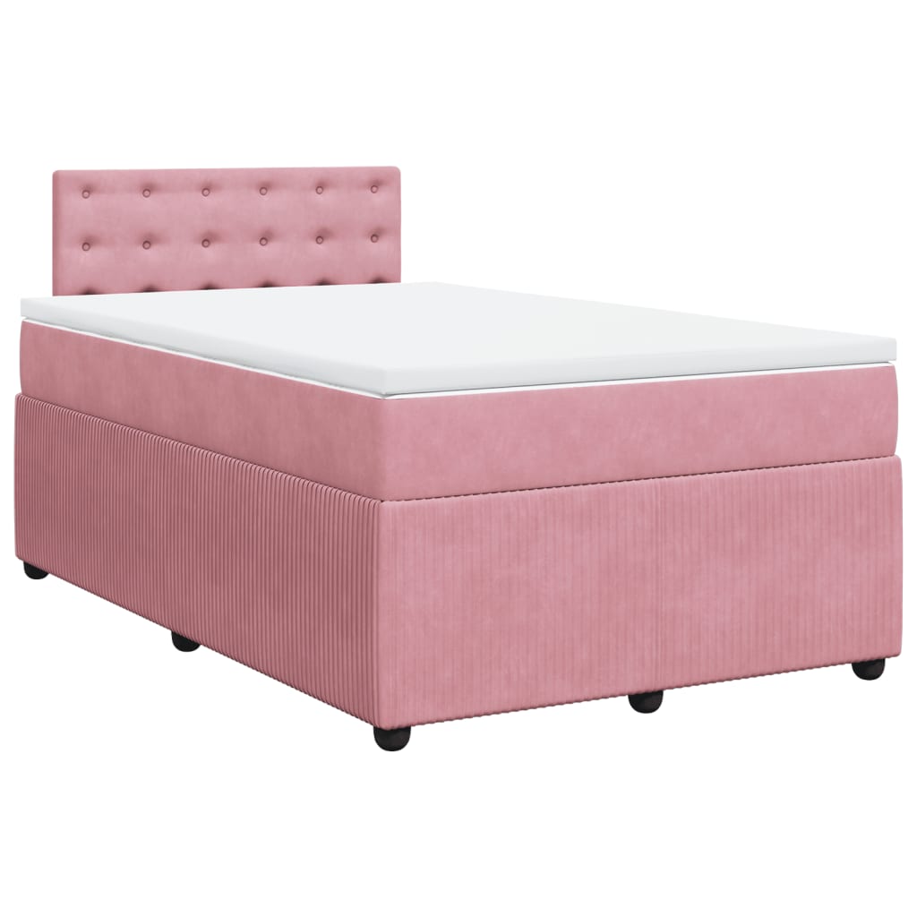 Cama boxspring com colchão 120x200 cm veludo rosa