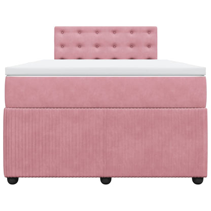 Cama boxspring com colchão 120x200 cm veludo rosa