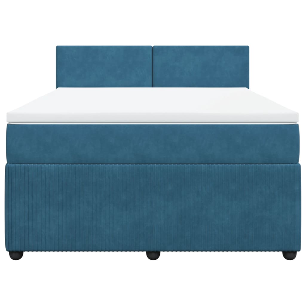 Cama boxspring com colchão 140x190 cm veludo azul