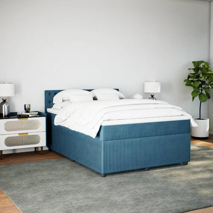 Cama boxspring com colchão 140x190 cm veludo azul