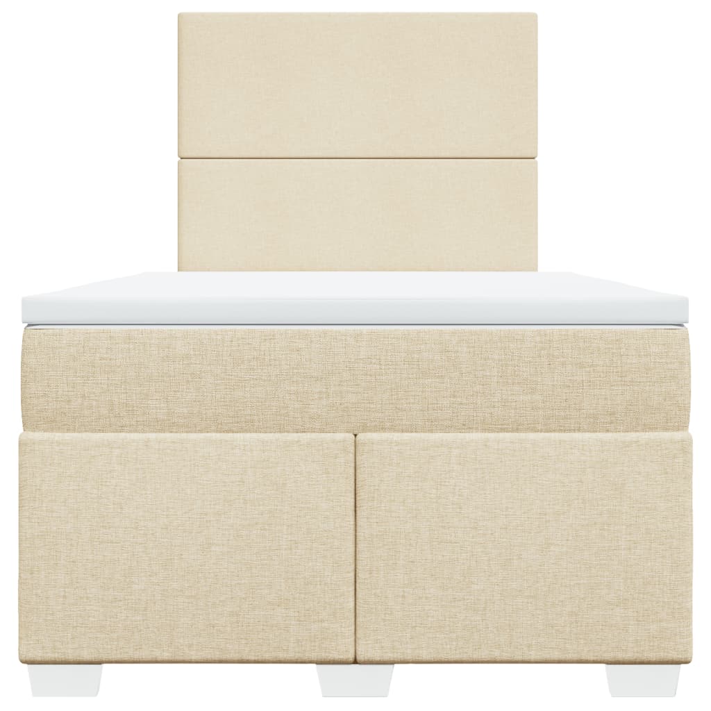 Cama boxspring com colchão 120x190 cm tecido cor creme