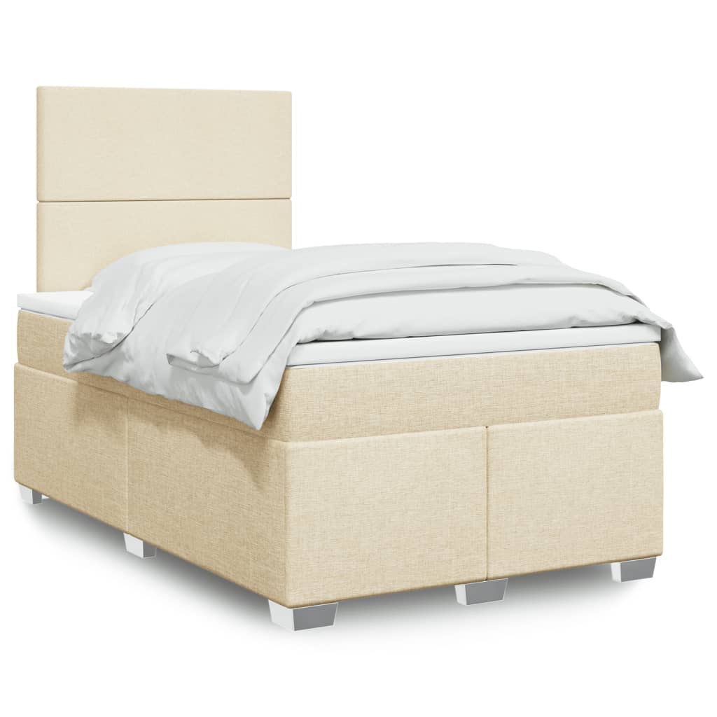 Cama boxspring com colchão 120x190 cm tecido cor creme