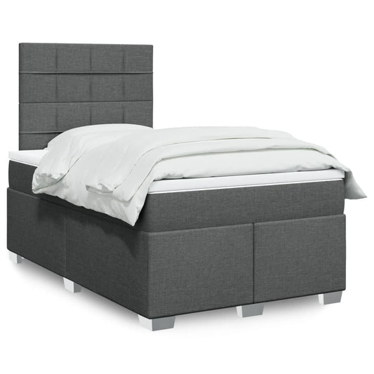 Cama boxspring com colchão 120x190 cm tecido cinzento-escuro