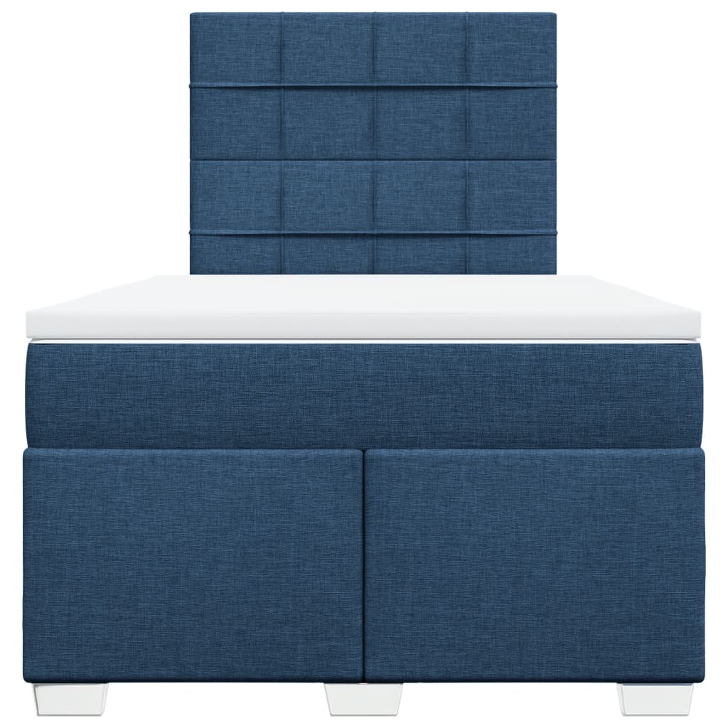 Cama boxspring com colchão 120x190 cm tecido azul