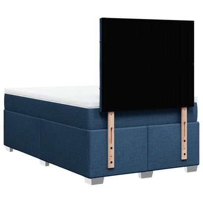 Cama boxspring com colchão 120x190 cm tecido azul