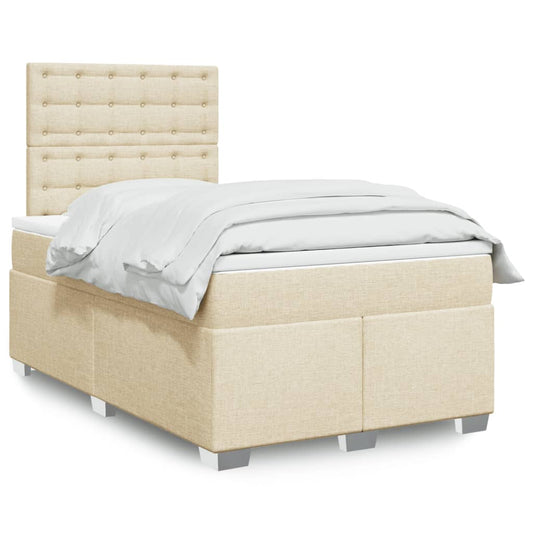 Cama boxspring com colchão 120x190 cm tecido cor creme