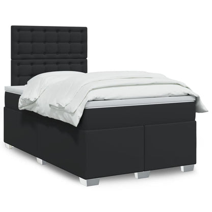 Cama boxspring com colchão 120x190 cm couro artificial preto