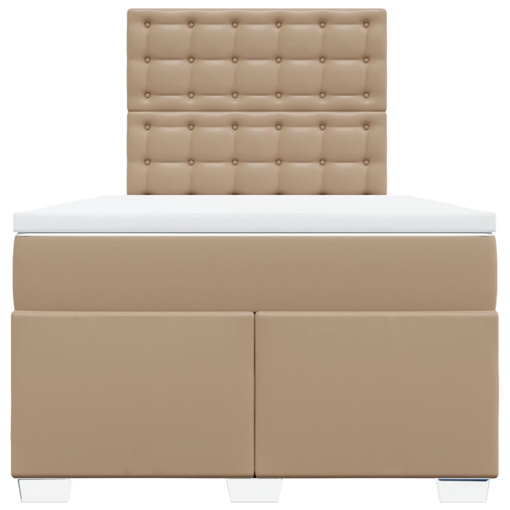 Cama boxspring c/ colchão 120x190cm couro artificial cappuccino