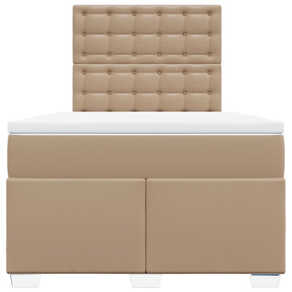 Cama boxspring c/ colchão 120x190cm couro artificial cappuccino