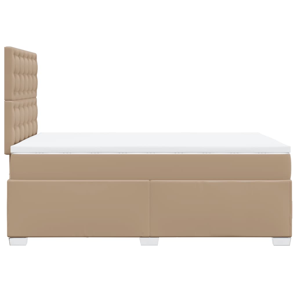 Cama boxspring c/ colchão 120x190cm couro artificial cappuccino