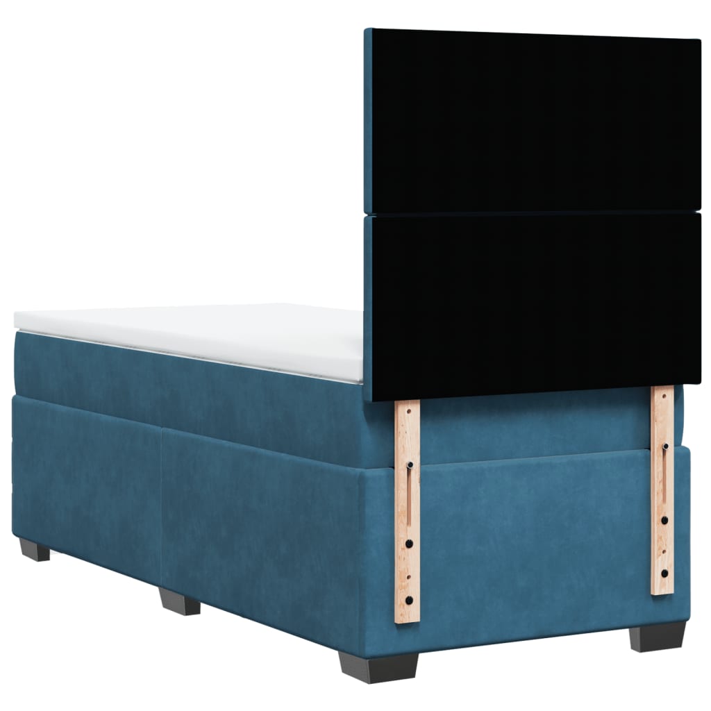 Cama boxspring com colchão 80x200 cm veludo azul