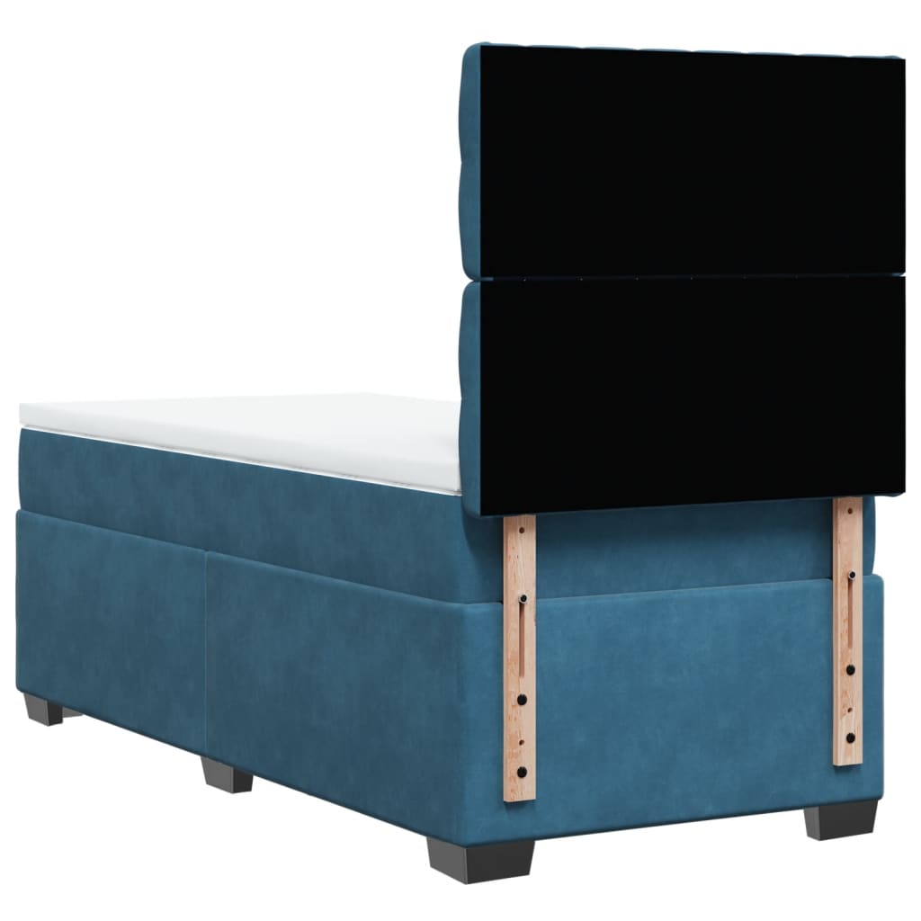 Cama boxspring com colchão 90x190 cm veludo azul