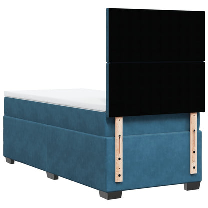 Cama boxspring com colchão 90x200 cm veludo azul