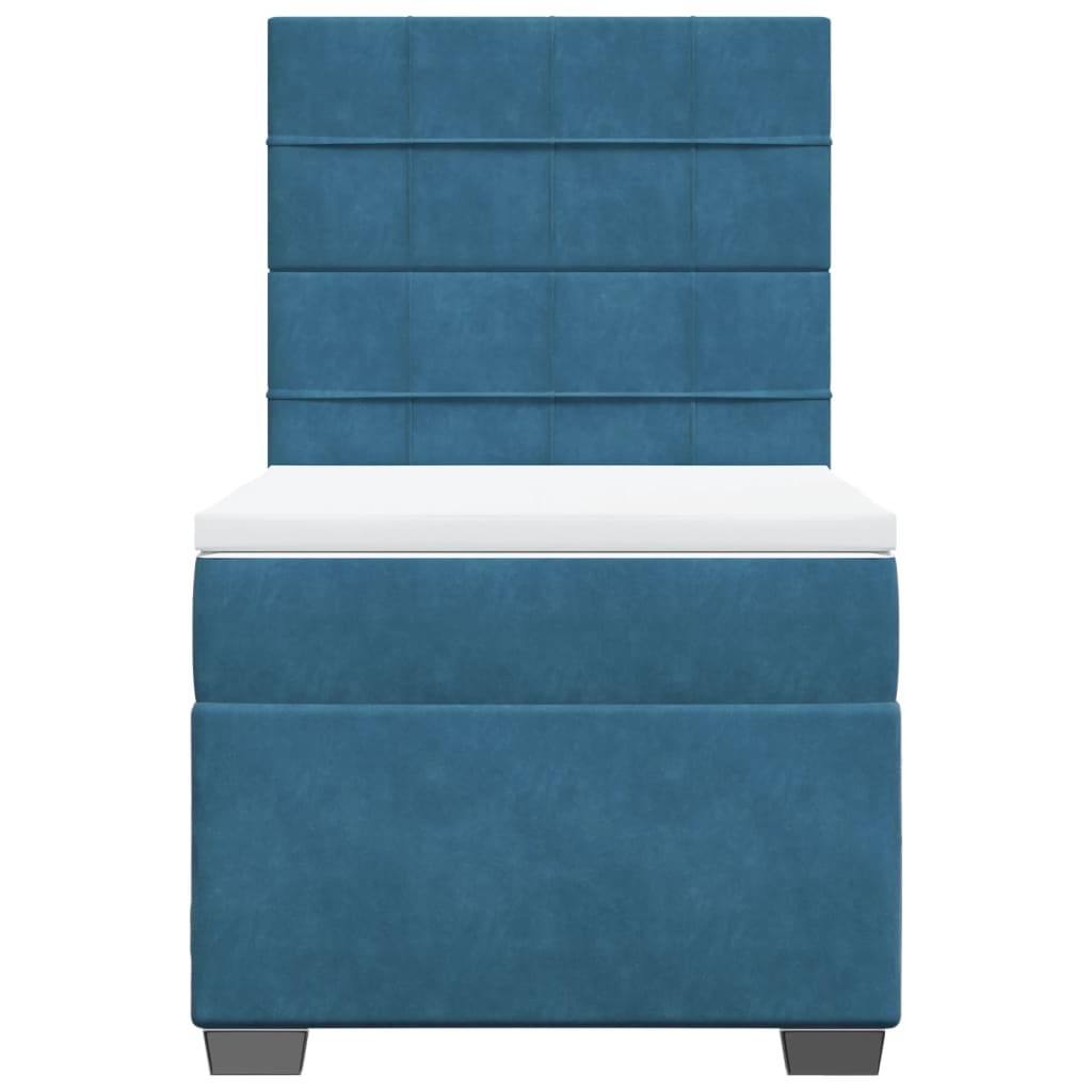 Cama boxspring com colchão 90x200 cm veludo azul