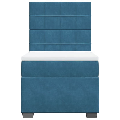 Cama boxspring com colchão 100x200 cm veludo azul