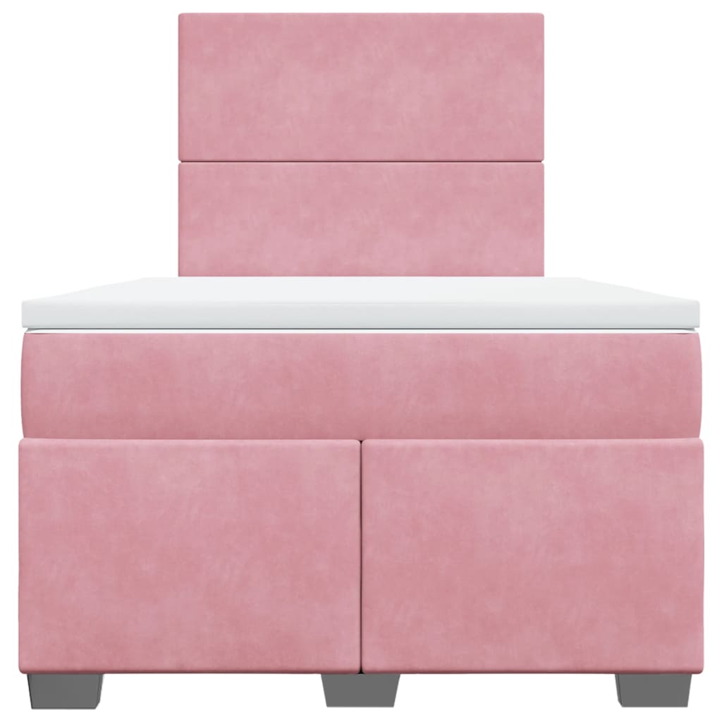 Cama boxspring com colchão 120x190 cm veludo rosa