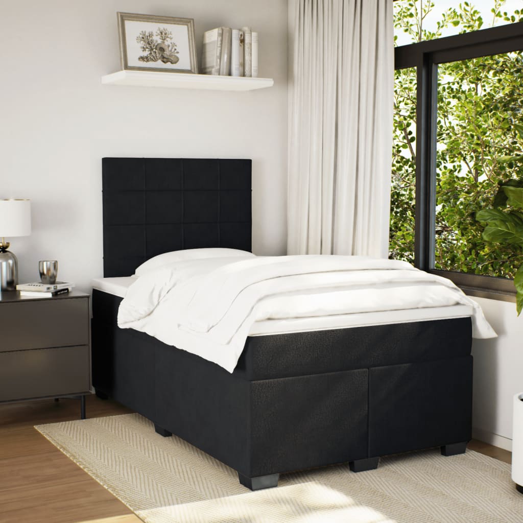 Cama boxspring com colchão 120x190 cm veludo preto